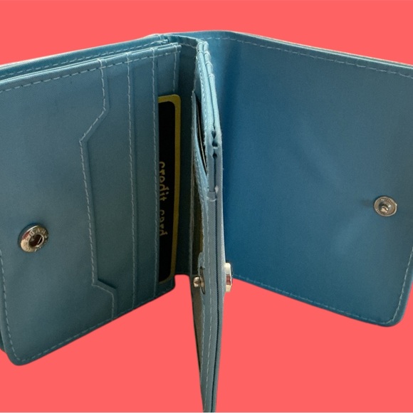 Sleek Blue PVC Wallet, card slots, coin pouch, snap closure, NEW - Picture 2 of 2